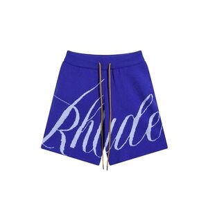 Rhude letter print blue shorts